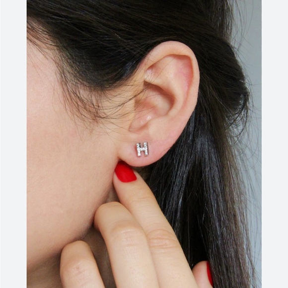 Crystal H Designer Studs Earrings - Picture 1 of 9